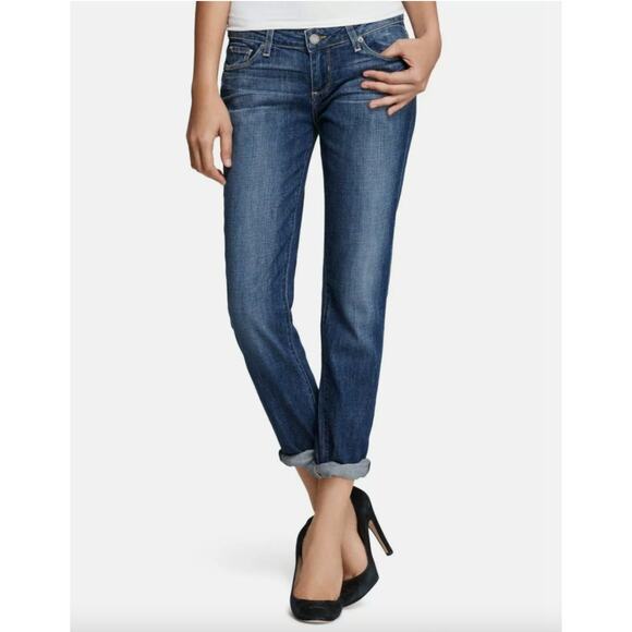 Paige Jimmy Jimmy Skinny Low Rise Jeans Blue Medium Wash Cotton Blend Size 26 - Picture 1 of 12